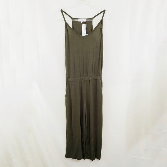 Michael Stars scoop neck cami jumpsuit olive green NEW XS - Picture 2 of 6